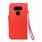 Wholesale LG G5 Color Flip Leather Wallet Case with Strap (Red Black)